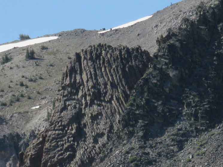 Lava plug as part of volcanic features to our West approaching Wolf Creek.